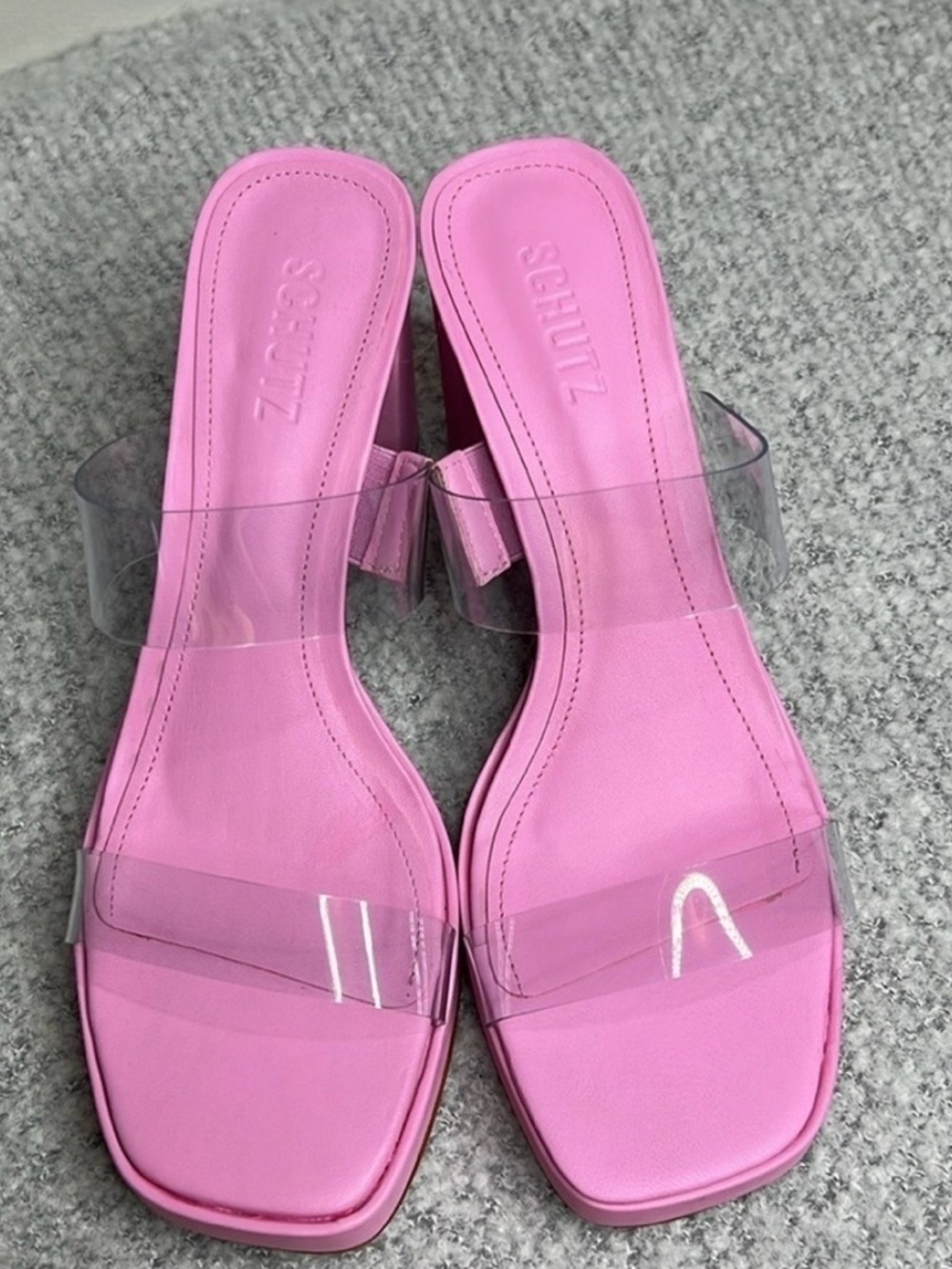 SCHUTZ Pink Clear-strap Slide Sandals